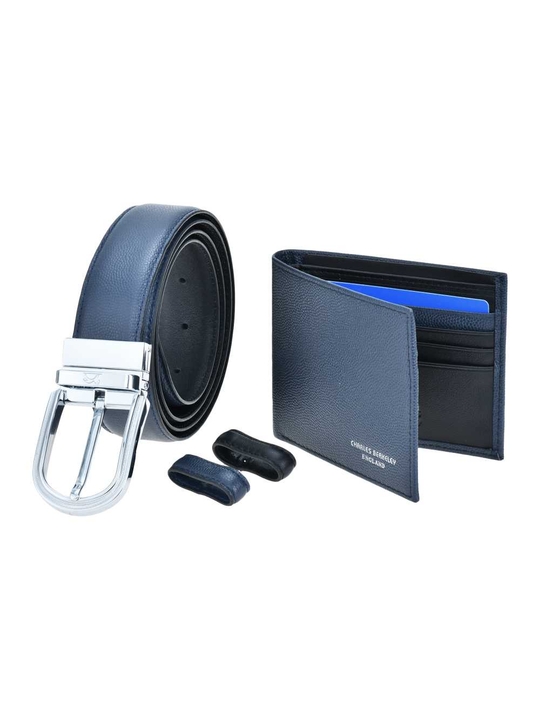 Tumbled Leather Wallet & Belt (Silver Buckle) Gift Set